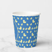 Personalized Rubber Duck Modern Blue Baby Shower Papieren Bekers (Achterkant)