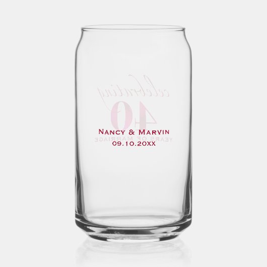 Personalized Ruby 40th Anniversary Keepsake Gift Blikvorm Glas (Achterkant)