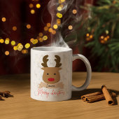 Personalized Rudolph Reindeer Red-Handle Christmas Mok