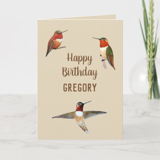 Personalized Rufous Hummingbirds Birthday Card Kaart (Voorkant)
