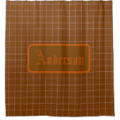 Personalized Rust Red Orange Plaid Shower Curtain Douchegordijn (Voorkant)