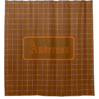 Personalized Rust Red Orange Plaid Shower Curtain Douchegordijn