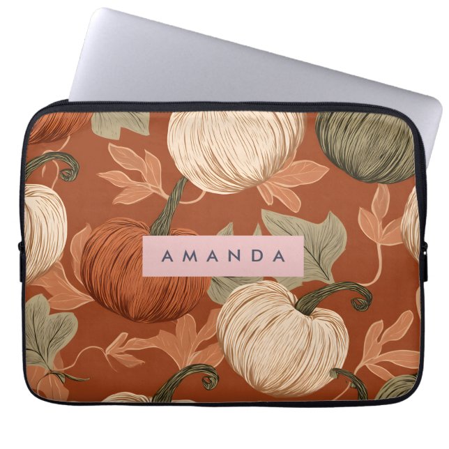 Personalized Rustic Autumn Pumpkin Harvest  Laptop Sleeve (Voorkant)
