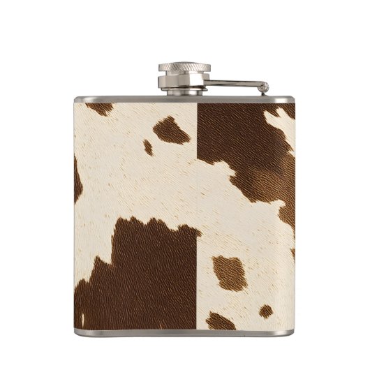 Personalized Rustic Brown Cowhide Print Heupfles (Achterkant)