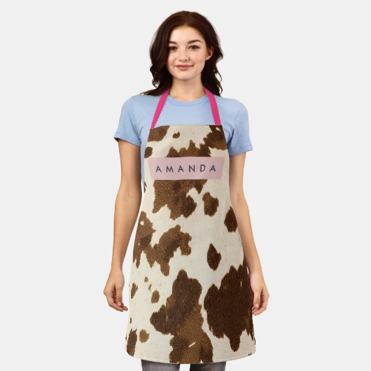 Personalized Rustic Brown Cowhide Print Schort (Gedragen)