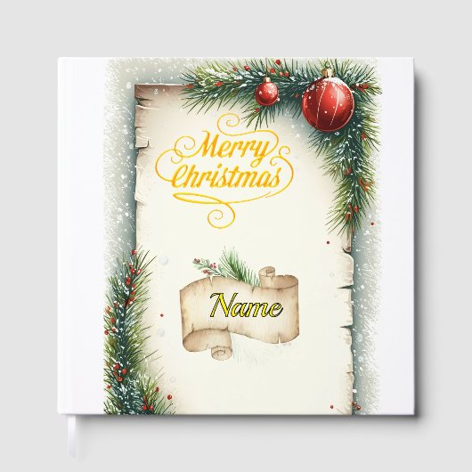 Personalized Rustic Christmas Foil Guestbook | Vin Gastenboek (Voorkant)
