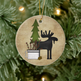 Personalized Rustic Country Mountain Moose Keramisch Ornament