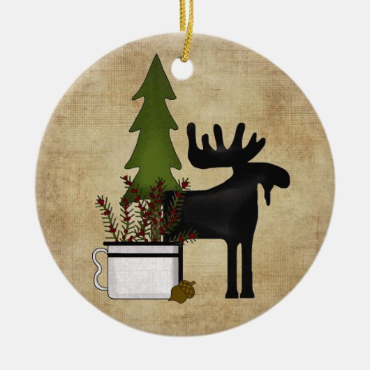 Personalized Rustic Country Mountain Moose Keramisch Ornament (Voorkant)