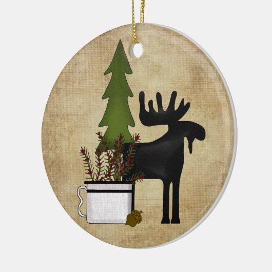 Personalized Rustic Country Mountain Moose Keramisch Ornament (Links)