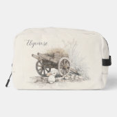 Personalized Rustic Countryside Wooden Cart Art Toilettasje (Achterkant)