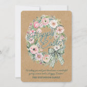 Personalized Rustic Easter Floral - Green Script Feestdagenkaart (Voorkant)