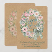 Personalized Rustic Easter Floral - Green Script Feestdagenkaart (Voorkant / Achterkant)