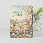 Personalized Rustic Easter Floral - Green Script Feestdagenkaart (Staand voorkant)