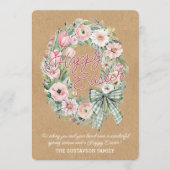 Personalized Rustic Easter Floral - White Script Feestdagenkaart (Voorkant)