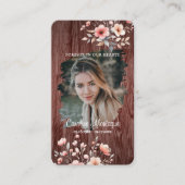 Personalized Rustic Floral Photo Memorial Card Notitiekaartje (Voorkant)