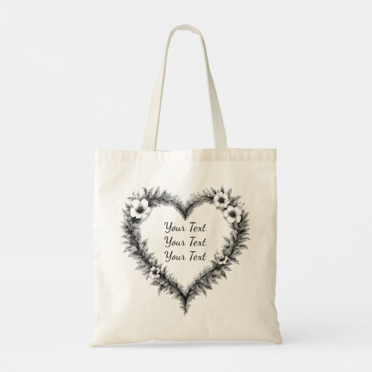 Personalized Rustic Heart Wreath Tote Bag (Achterkant)