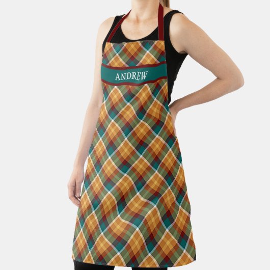 Personalized Rustic Plaid Tartan Grilling Cooking Schort (Insitu)
