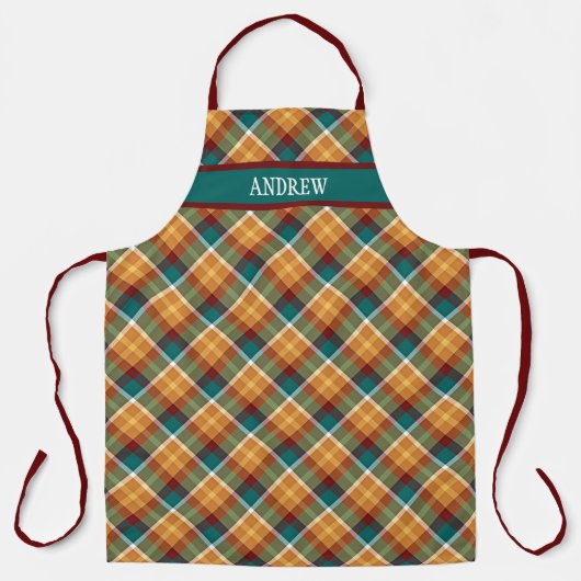 Personalized Rustic Plaid Tartan Grilling Cooking Schort (Voorkant)