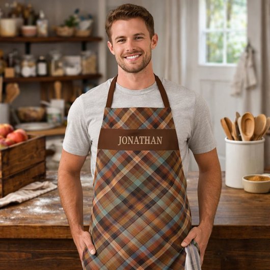 Personalized Rustic Tartan Plaid Cooking Grilling Schort