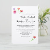 Personalized, Rustic, Watercolor flower, Wedding Kaart (Staand voorkant)
