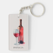 Personalized Rustic Watercolor Red Wine Glass Sleutelhanger (achterkant)