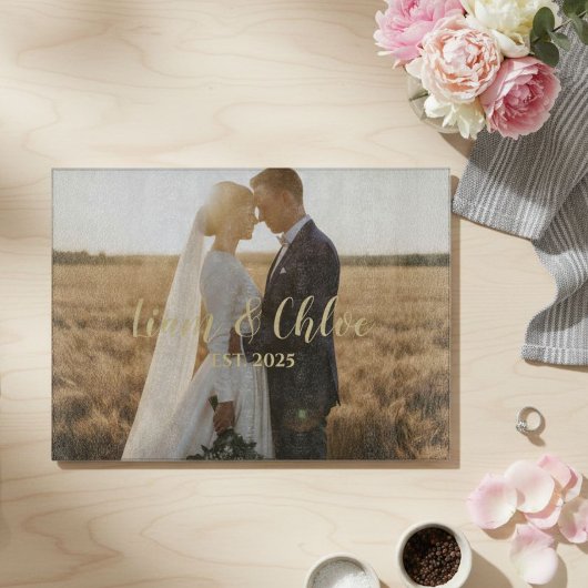 Personalized Rustic Wedding Photo Custom Names Snijplank