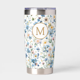 Personalized Rustic Wildflower Floral Monogram Geïsoleerde Drinkbeker