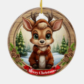 Personalized Rustic Xmas Pine Wood Decor 🦌🎄 Keramisch Ornament (Achterkant)