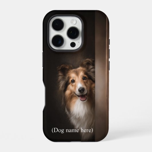Personalized Sable Sheltie Portrait iPhone Hoesje (Achterkant)