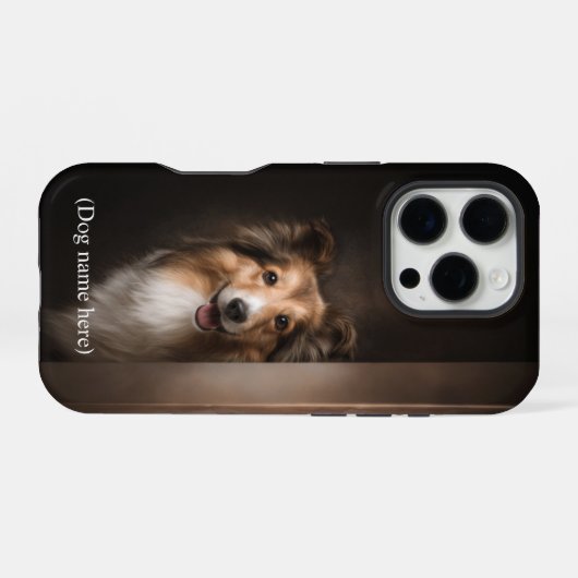 Personalized Sable Sheltie Portrait iPhone Hoesje (Achterkant horizontaal)