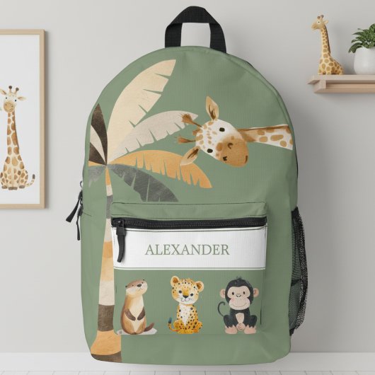Personalized Safari Animals Backpack Bedrukte Rugzak