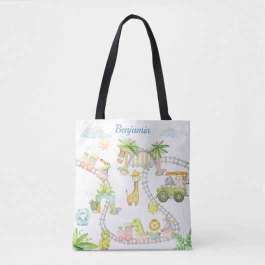 Personalized Safari Animals Canvas tas (Voorkant)