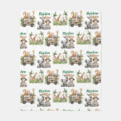 Personalized Safari Baby Name Jungle Animal Fleece Deken (Voorkant)