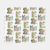 Personalized Safari Baby Name Jungle Animal Fleece Deken (Voorkant (Horizontaal))