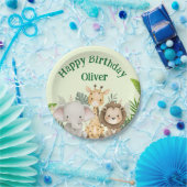 Personalized Safari Birthday Paper Plates Papieren Bordje (Feest)