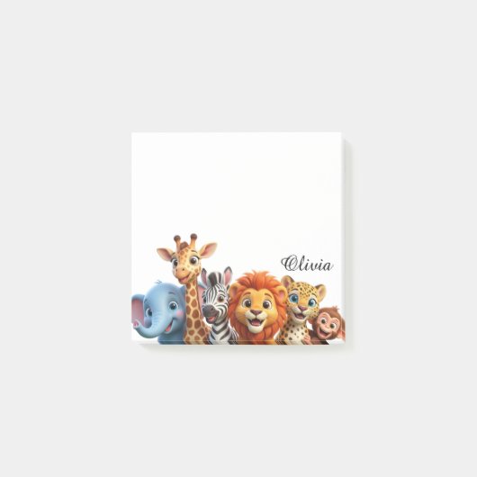 Personalized Safari Friends Jungle Sticky Notes (Voorkant)