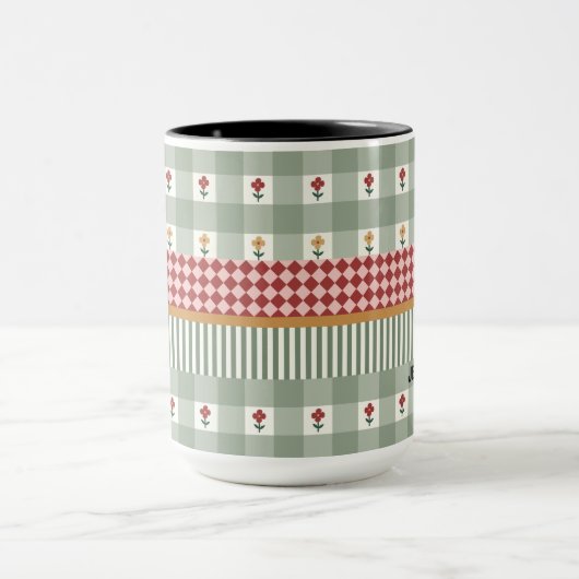 Personalized Sage Green Floral Name Mug Mok (Midden)
