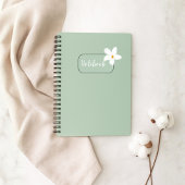 Personalized Sage Green Flower Spiral Notebook Notitieboek