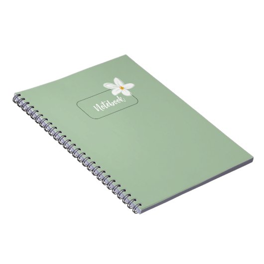 Personalized Sage Green Flower Spiral Notebook Notitieboek (Rechterzijde)