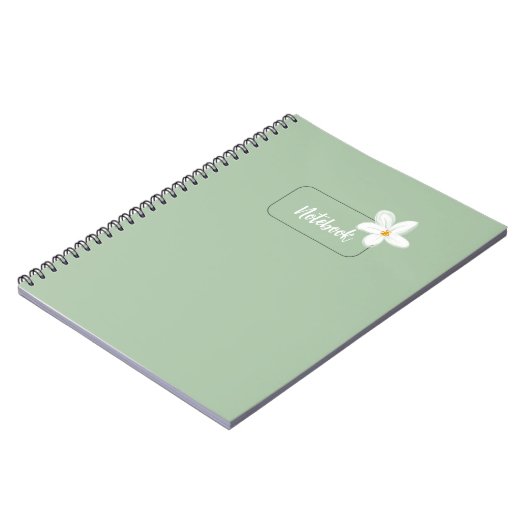 Personalized Sage Green Flower Spiral Notebook Notitieboek (Linkerzijde)