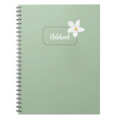 Personalized Sage Green Flower Spiral Notebook Notitieboek (Voorkant)
