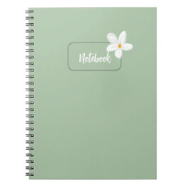 Personalized Sage Green Flower Spiral Notebook Notitieboek