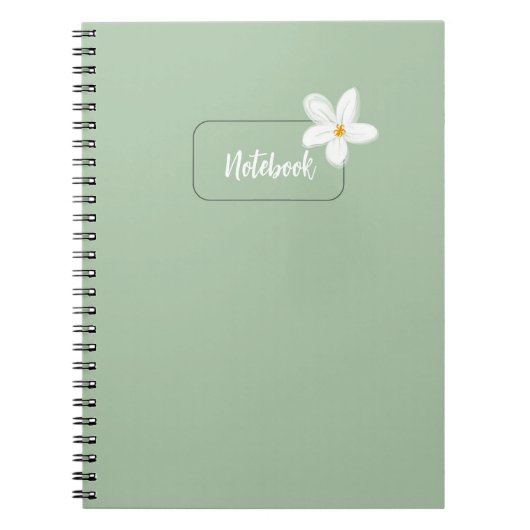 Personalized Sage Green Flower Spiral Notebook Notitieboek (Voorkant)