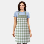Personalized Sage Green Gingham Check Pattern Schort (Gedragen)