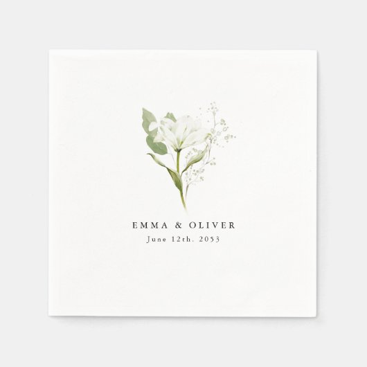 Personalized Sage Green Organic Greenery Wedding Servet (Voorkant)