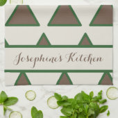 Personalized Sage Green Taupe Triangle Modern Chic Theedoek (Gevouwen)