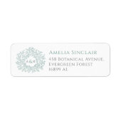 Personalized sage green wedding return address etiket (Voorkant)