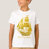 Personalized Sailing Faux Gold Nautical Tall Ship T-shirt (Voorkant)