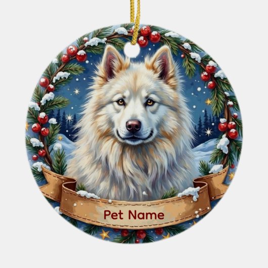 Personalized Samoyed Christmas Keramisch Ornament (Voorkant)
