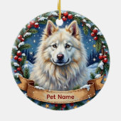 Personalized Samoyed Christmas Keramisch Ornament (Achterkant)